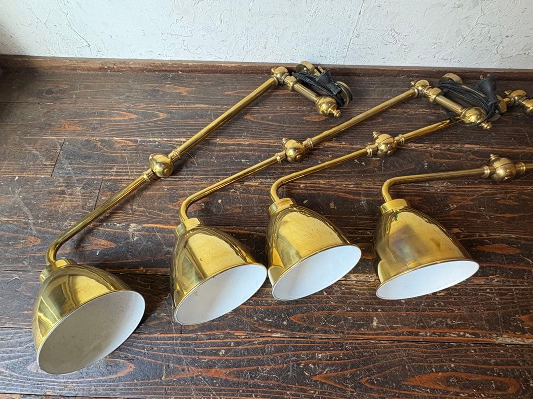 真鍮製アーム式ランプ 4灯