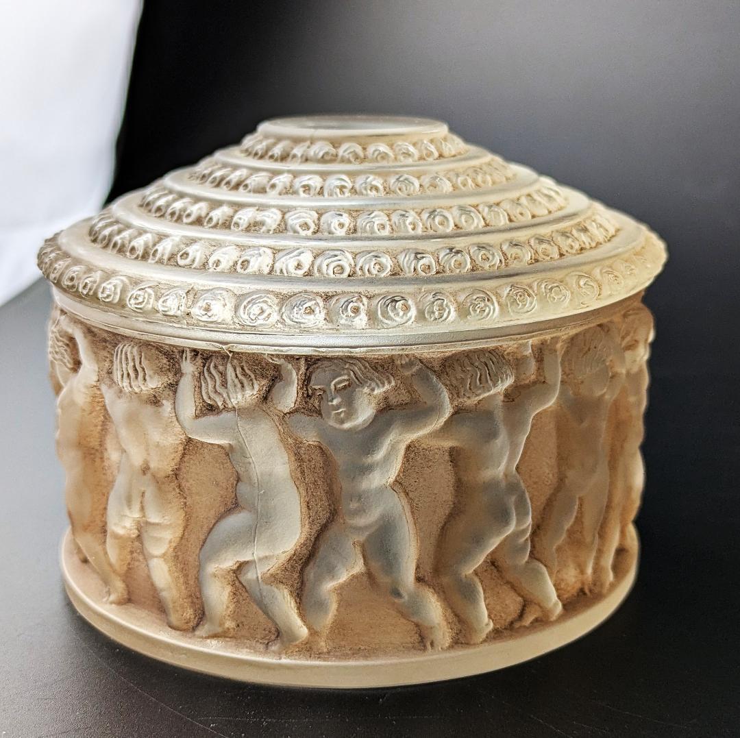 ★生命の神秘★ルネ ラリック アンファン希少な茶パチネ蓋物神秘の子供