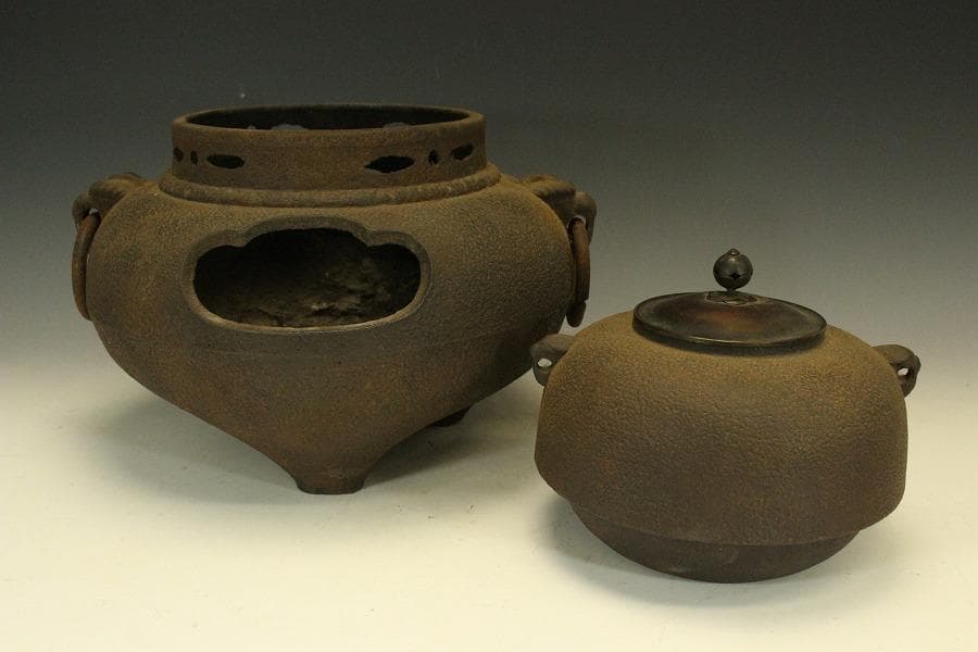 茶道具 鬼面風炉釜 平丸釜 718