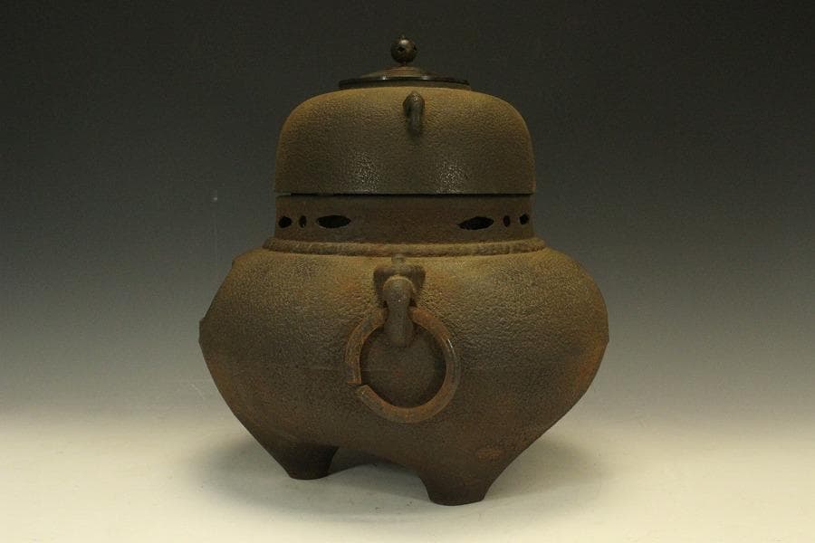 茶道具 鬼面風炉釜 平丸釜 718