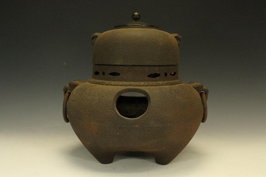 茶道具 鬼面風炉釜 平丸釜 718