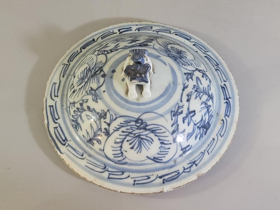 中国 染付 蓋壷 時代物 DT170