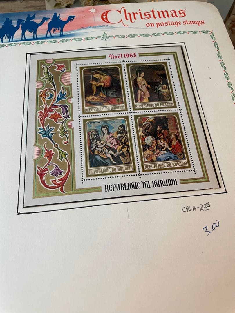 ヴィンテージ　クリスマス切手　1960〜70年代　ジャンクジャーナル