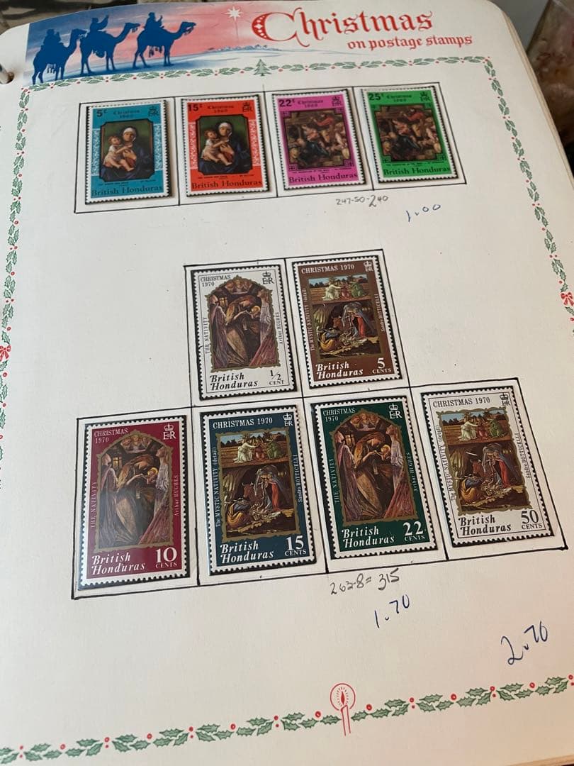 ヴィンテージ　クリスマス切手　1960〜70年代　ジャンクジャーナル