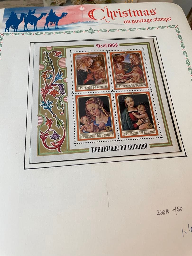 ヴィンテージ　クリスマス切手　1960〜70年代　ジャンクジャーナル