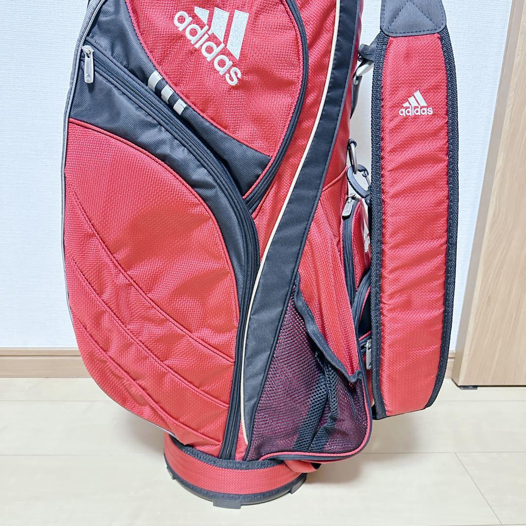 美品 adidas キャディバッグ 9.5型 6分割 軽量 レッド アディダス