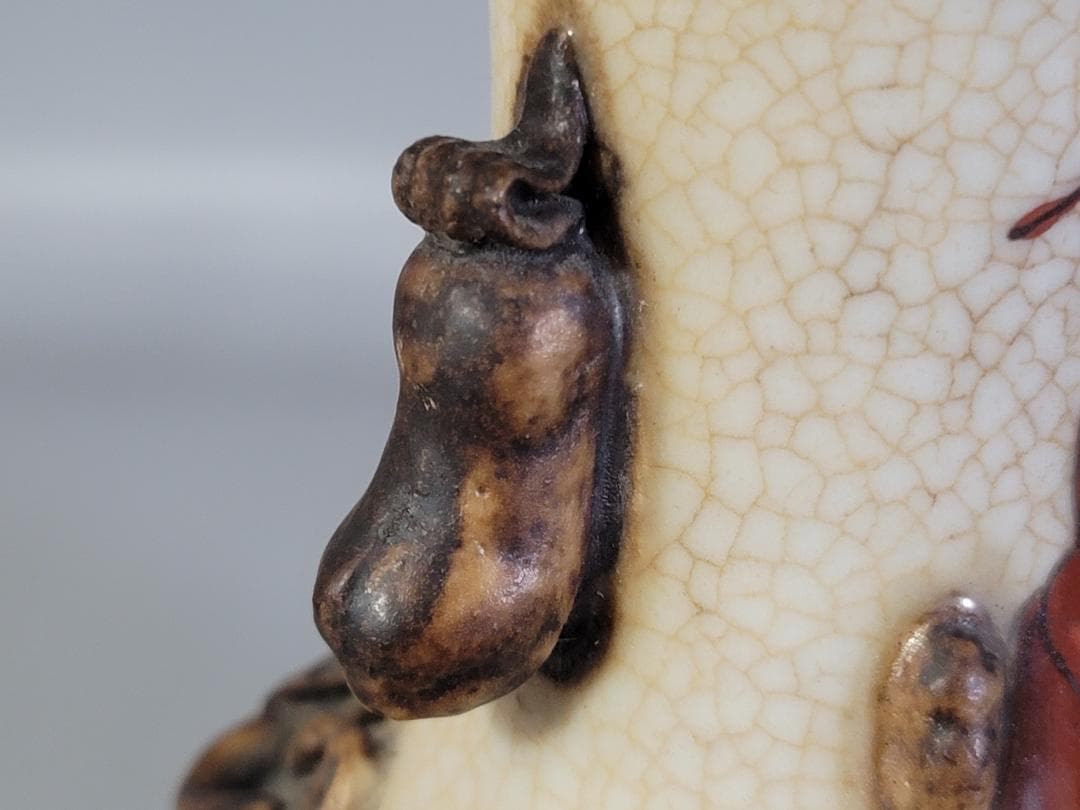 中国 色絵 人物 瓶 一対 台