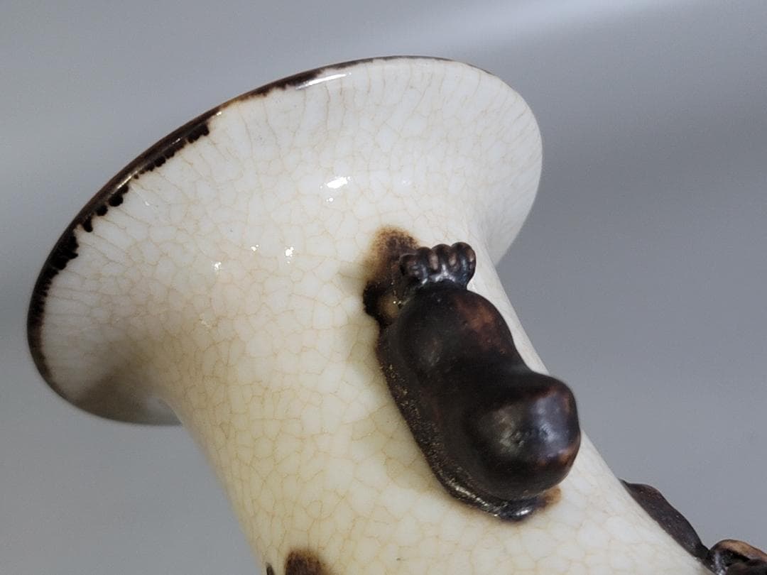 中国 色絵 人物 瓶 一対 台