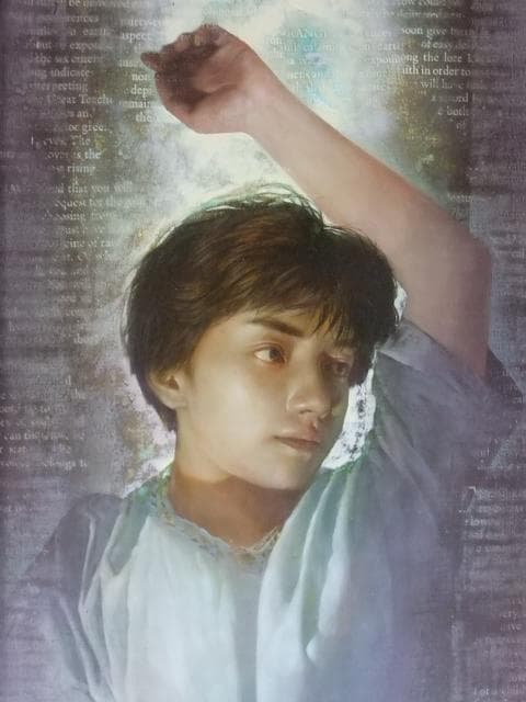 美術館収蔵にお勧め !巨匠 松村 繁氏の油彩細密画「出会う日まで」師は野田弘志氏