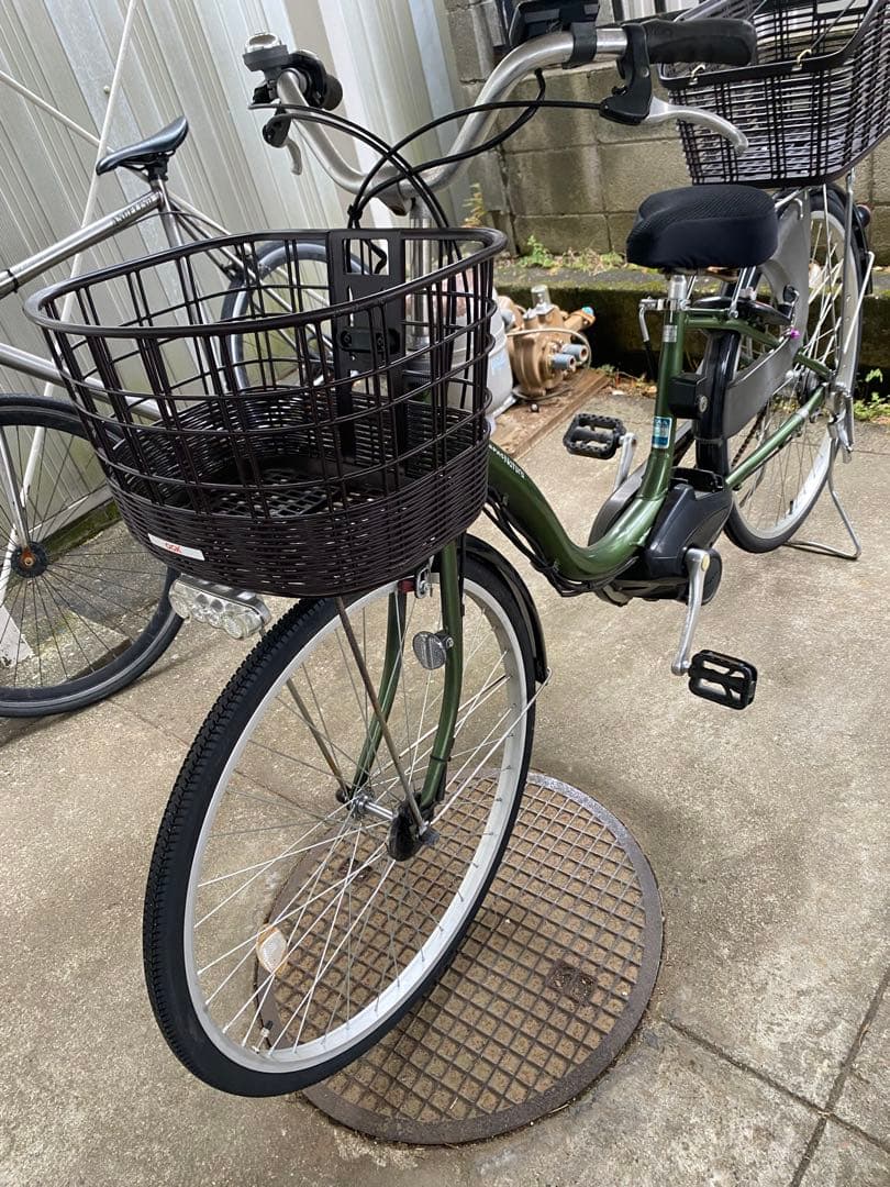 電動アシスト自転車 グリーン バスケット2つ付き