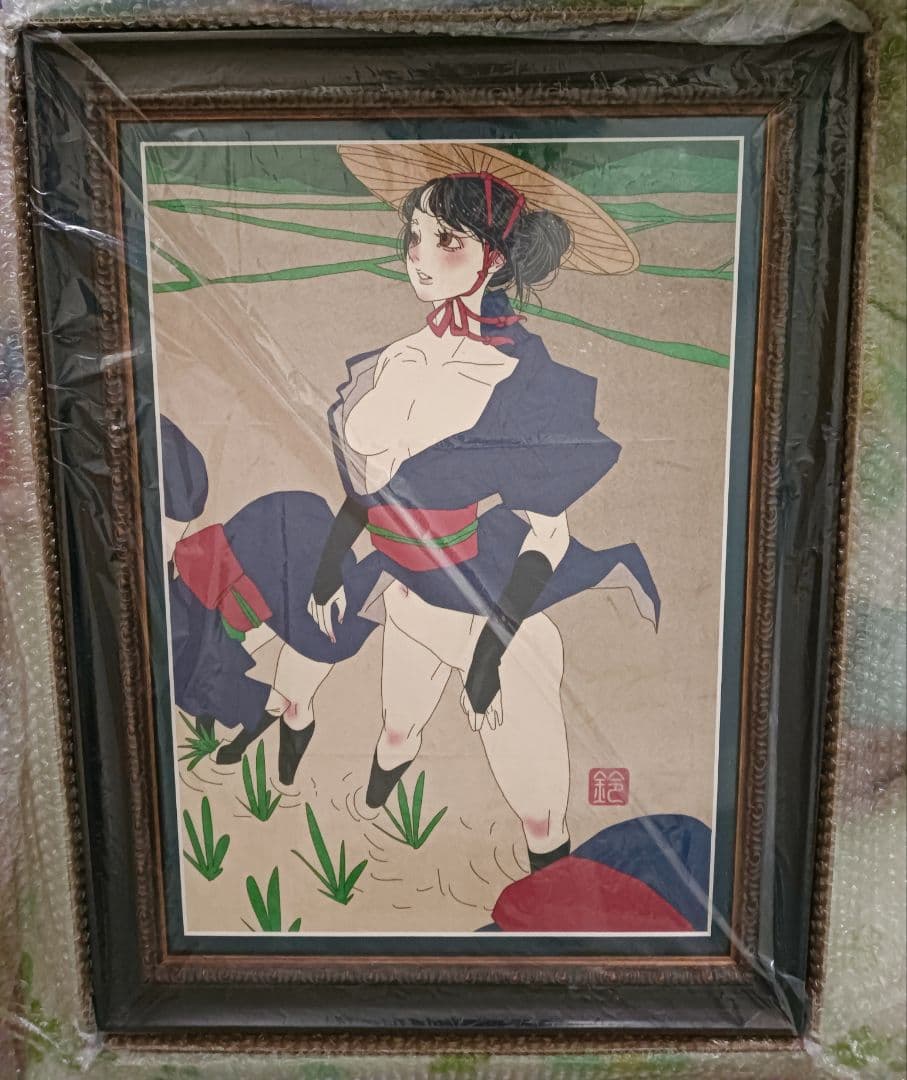 鈴木セイゴ　 浮世絵風　原画　ポスター　rice shortage　サイン入り