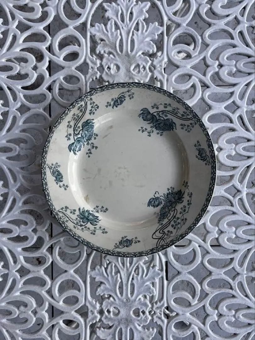 ◆フランスアンティーク｜残1希少大皿100年前サングミンヌプレート30cm花刻印