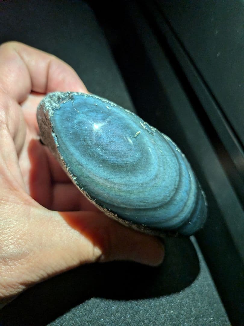 研磨品　十勝石玲瓏　複合色レインボーオブシディアン　特級品