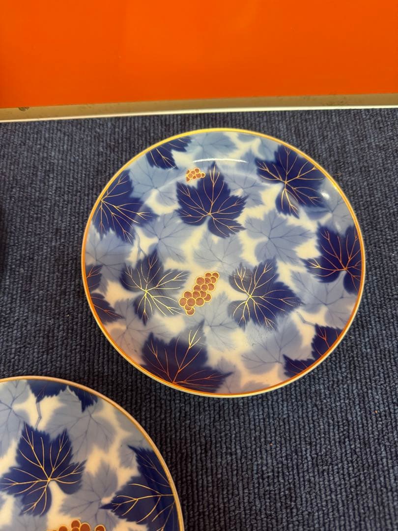 1726 深川製磁　葡萄瑠璃　皿　3客　金彩