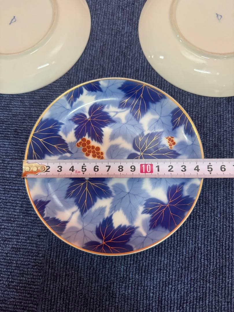 1726 深川製磁　葡萄瑠璃　皿　3客　金彩