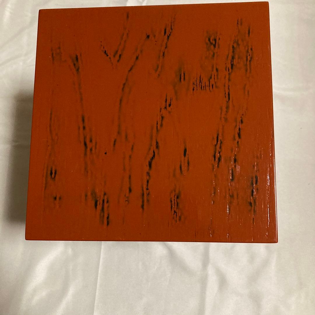 根来塗　赤色漆器製3段重箱(1段22×22×7cmです)