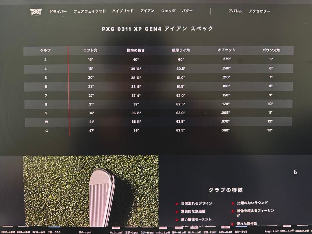 PXG gen4 0311XP 5〜W、G 7本