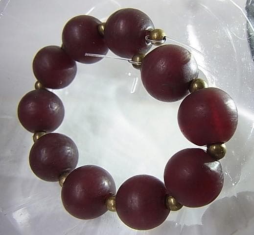 1400★B2102★ アンティーク　葡萄赤　ガラスビーズ　10P　とんぼ玉
