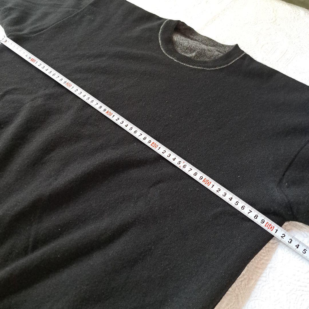 スコットネス グレー &黒カシミヤ100%リバーシブル クルーネック セーター