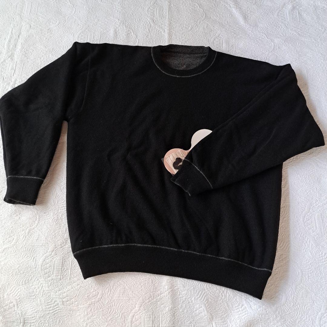 スコットネス グレー &黒カシミヤ100%リバーシブル クルーネック セーター