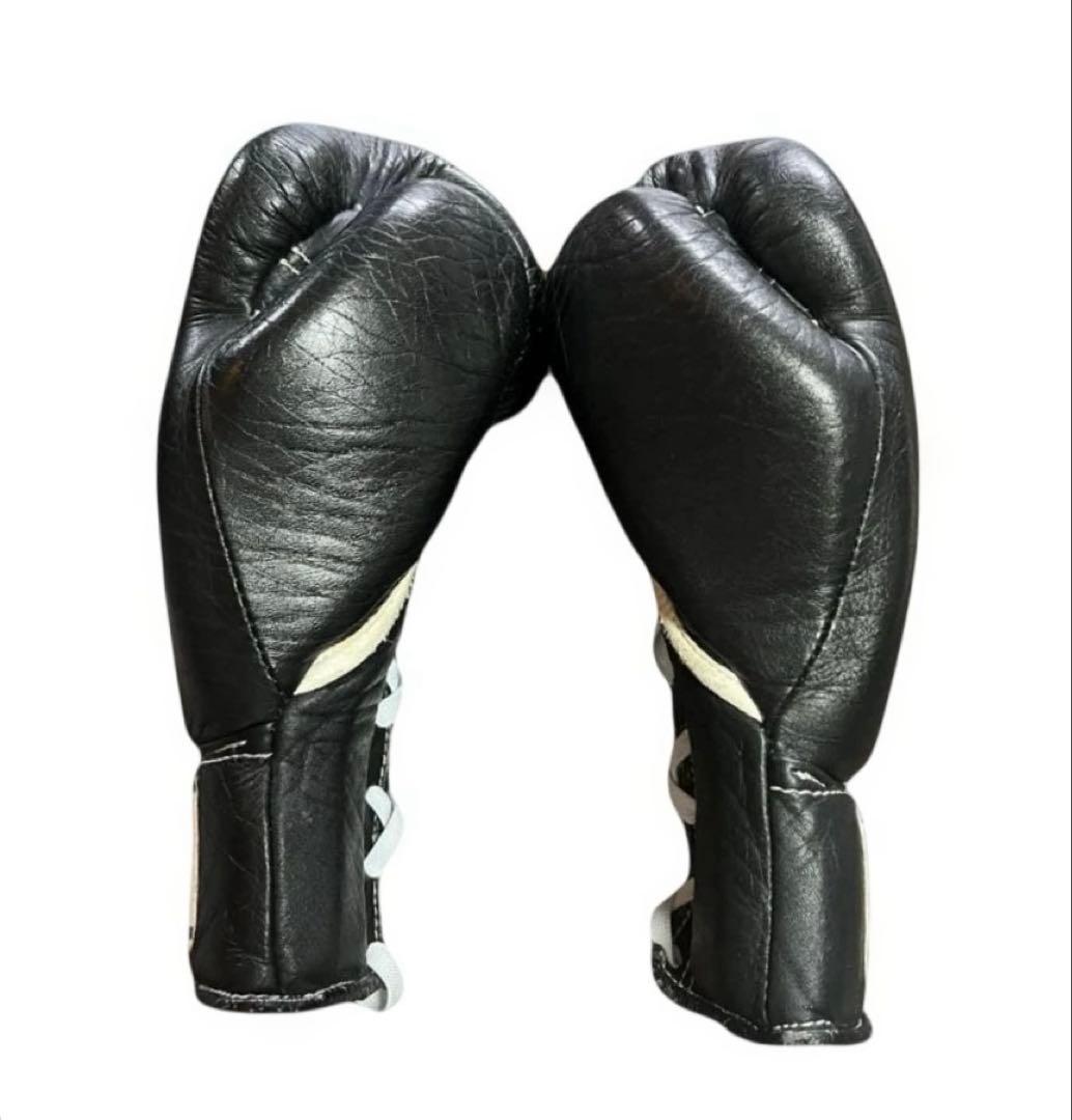 Winning プロ試合用 8oz ひも式 ボクシング グローブ ブラック