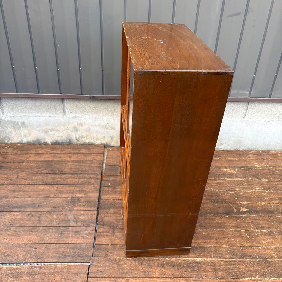 昭和レトロ 無垢材 茶棚 茶箪笥 ガラス戸 サイドボード 古家具 ビンテージ