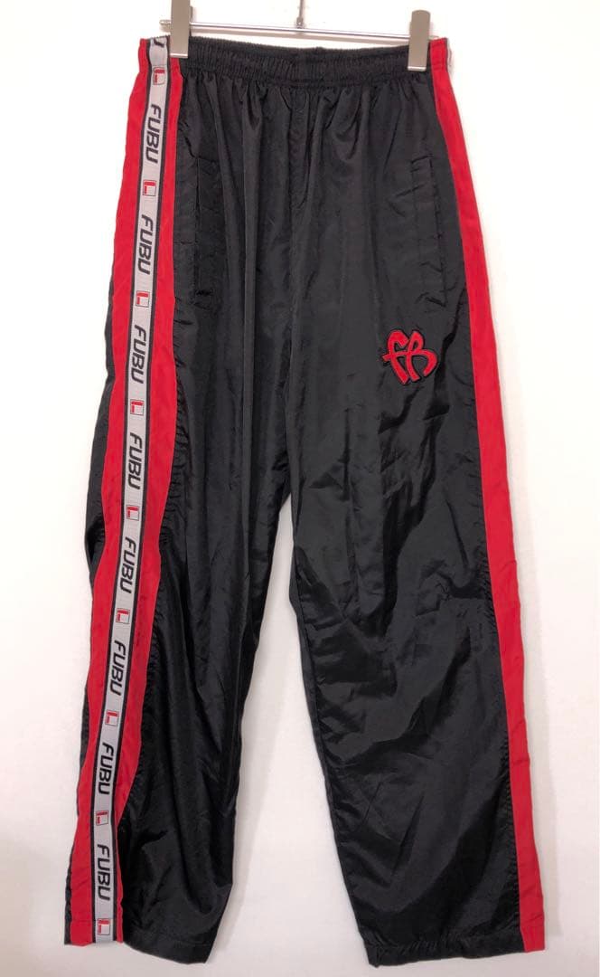 FUBU 90s 古着 ロゴ刺繍 ロゴライン シャカシャカ セットアップ