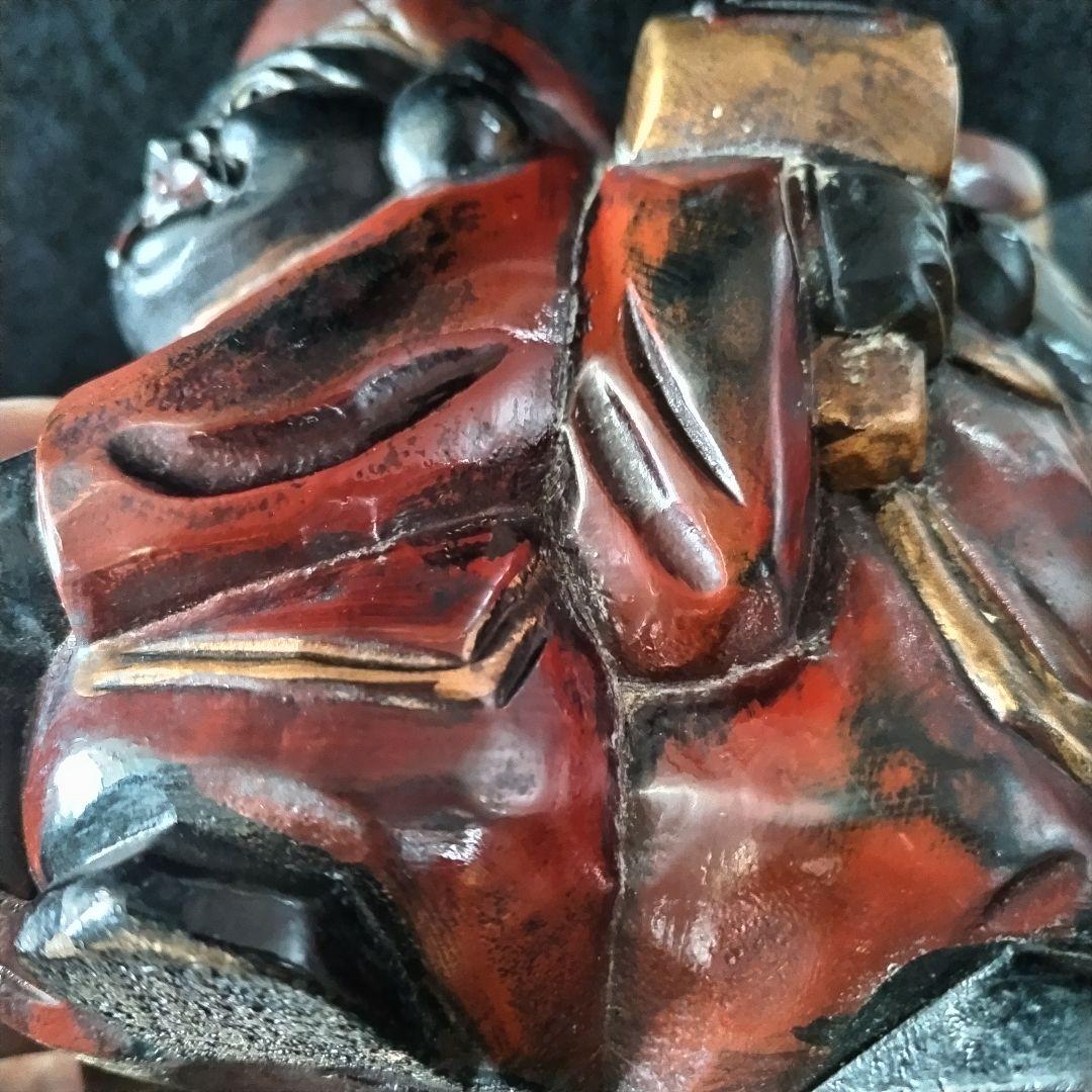 三面大黒天 木製 時代物 骨董品