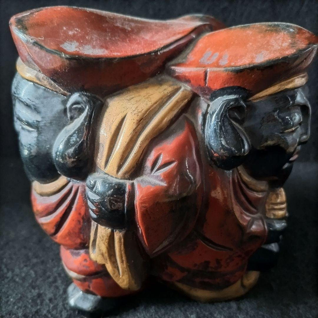 三面大黒天 木製 時代物 骨董品