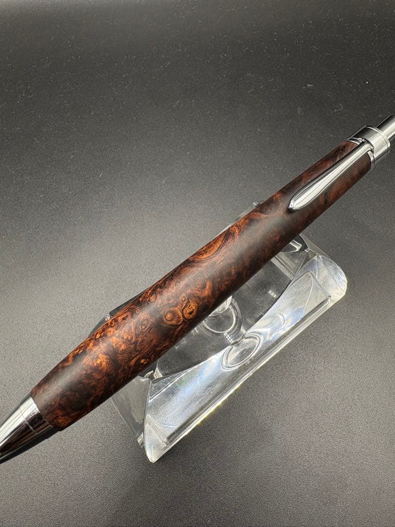 513極上　ホンジュラスローズウッド　瘤杢　木軸シャーペン　ボールペン