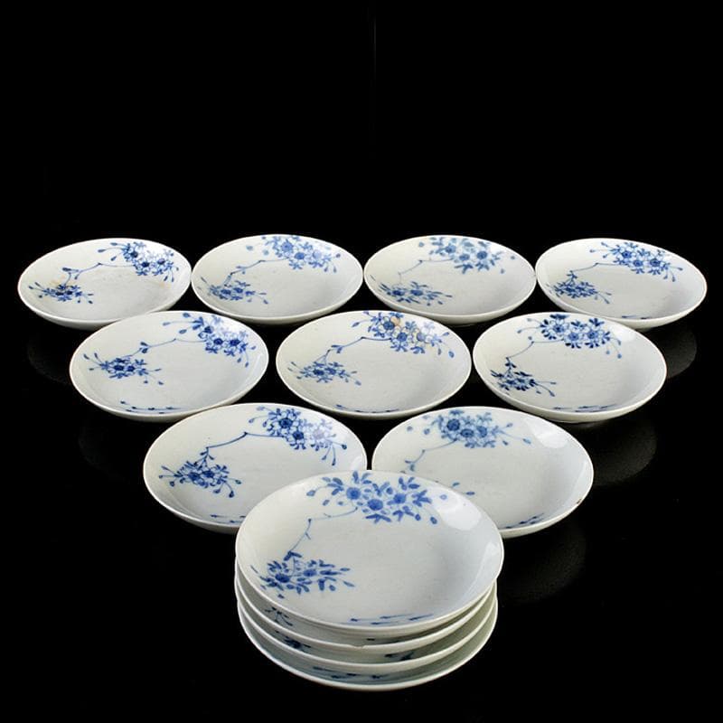 和食器　瀬戸焼　古瀬戸　染付　桜メダカ文　盛塩皿　皿　十三客　V　R7265