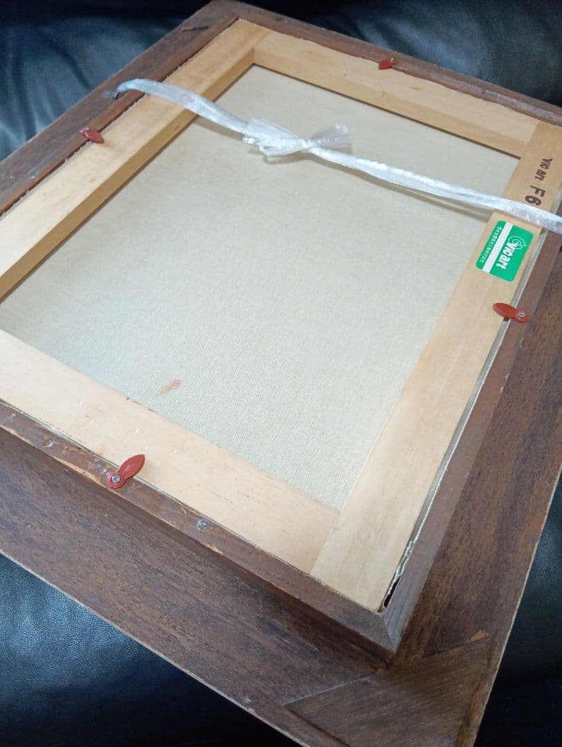 現代美術手描き油彩油絵額装縦５５Ｘ横４５Ｘ厚さ７センチ枠Ｆ６キャンバス品