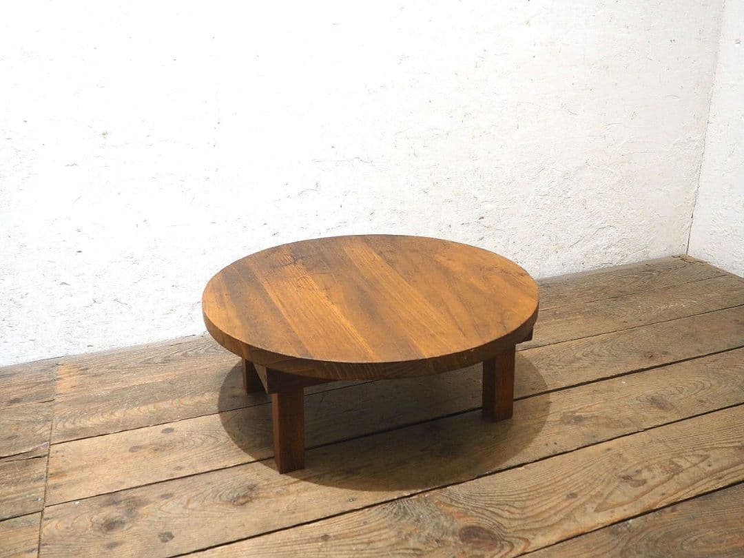 1310 折りたたみ式　レトロな丸ちゃぶ台　座卓　ローテーブル　古家具　古道具