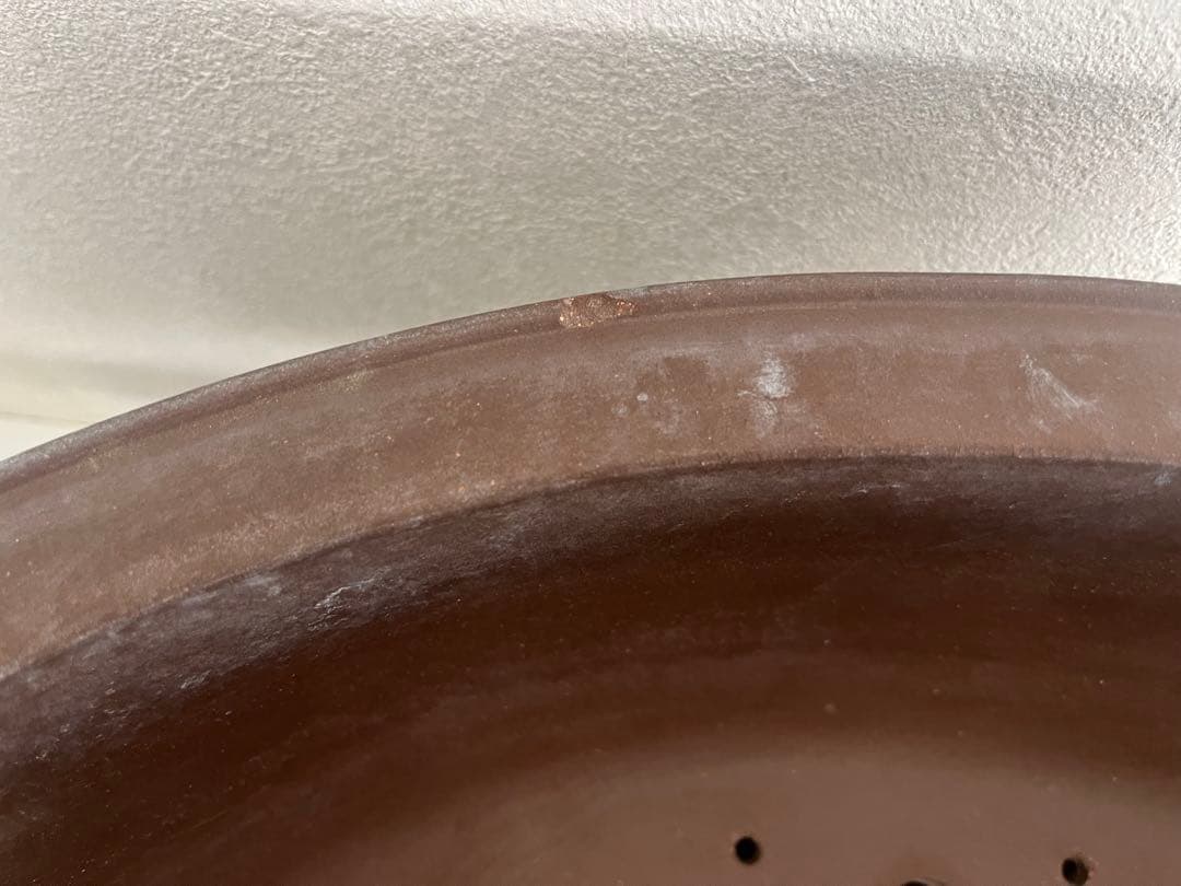 中国盆器 中国宜興 周寶山「周寶山絵紫泥墨絵山水図外縁下帯段足楕円鉢」泥味最高