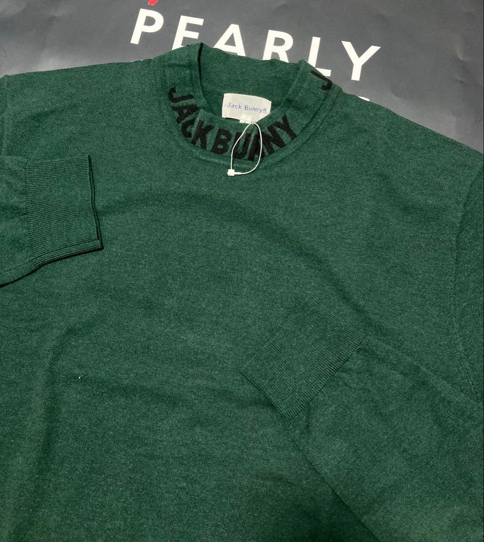 新品 パーリーゲイツ ジャックバニー ロゴハイネックニット(5)サイズL/緑