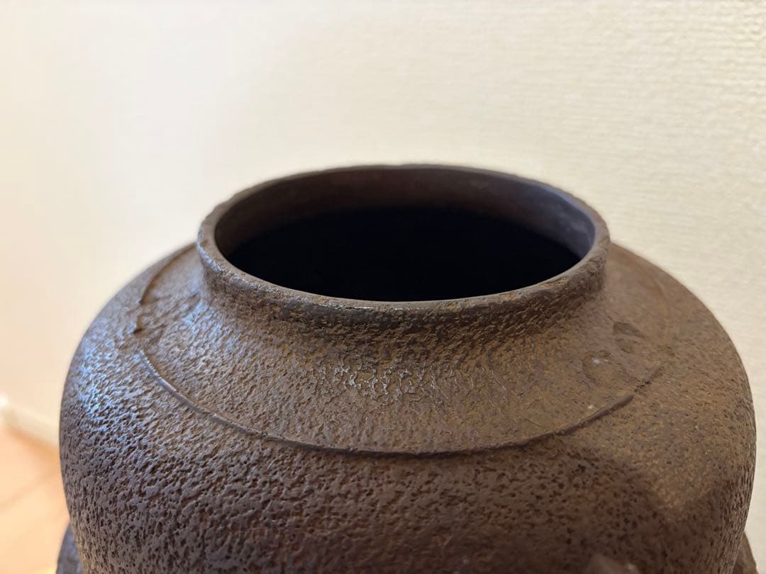 未使用★茶道具　釜師　十二代　和田美之助造　真形羽釜　釜鐶添　共箱　黄布　栞