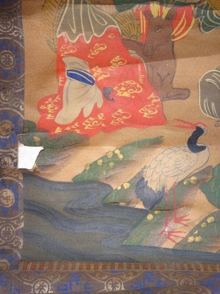 稀少 アンティーク 神社 七福神 毘沙門天 弁財天 大黒天 紙本 肉筆 掛軸