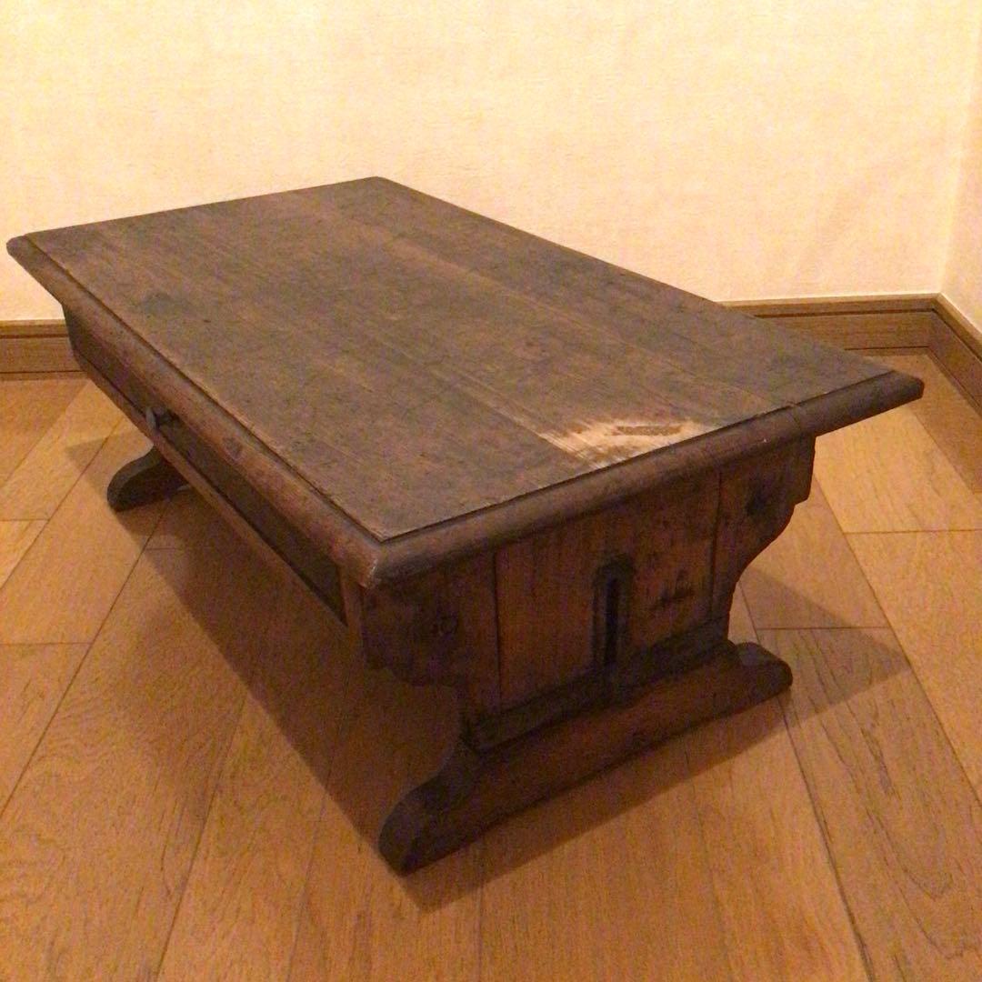 骨董　文机 引出し付き　 木製　古家具　アンティーク　ローテーブル