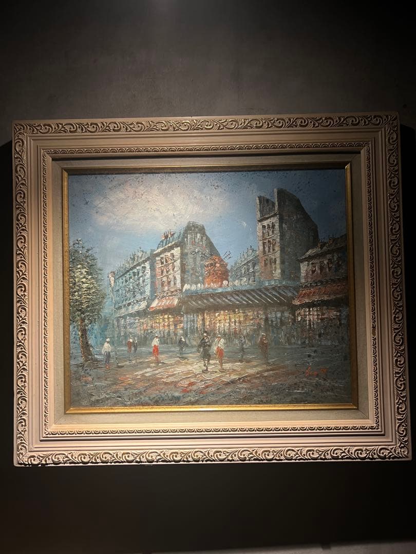 厚油彩画 【長閑なパリの風景】肉筆画　直筆サインあり