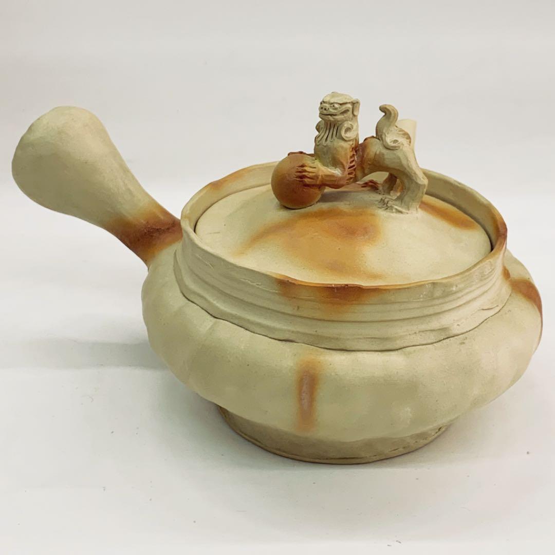 【茶注7   手捻　火襷　玉獅子】間野弥平　共箱