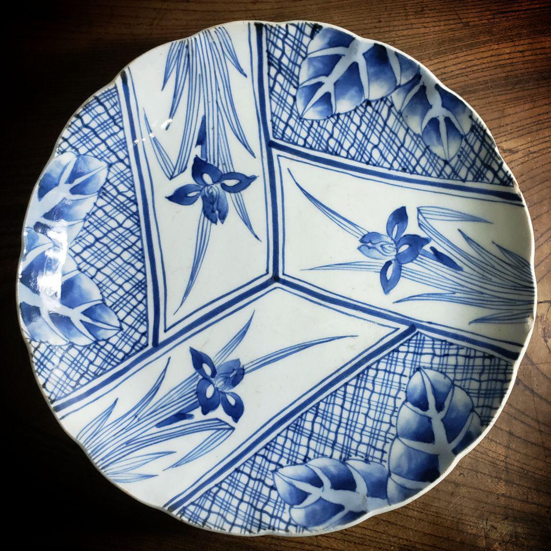 古伊万里 皿 かきつばた 燕子花 杜若 アヤメ アイリス 水仙 江戸 訳あり