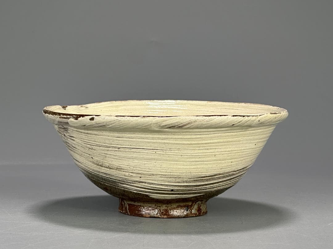 日本美術　江戸時代　対州　対馬　刷毛目　茶碗　書留共箱付　美品