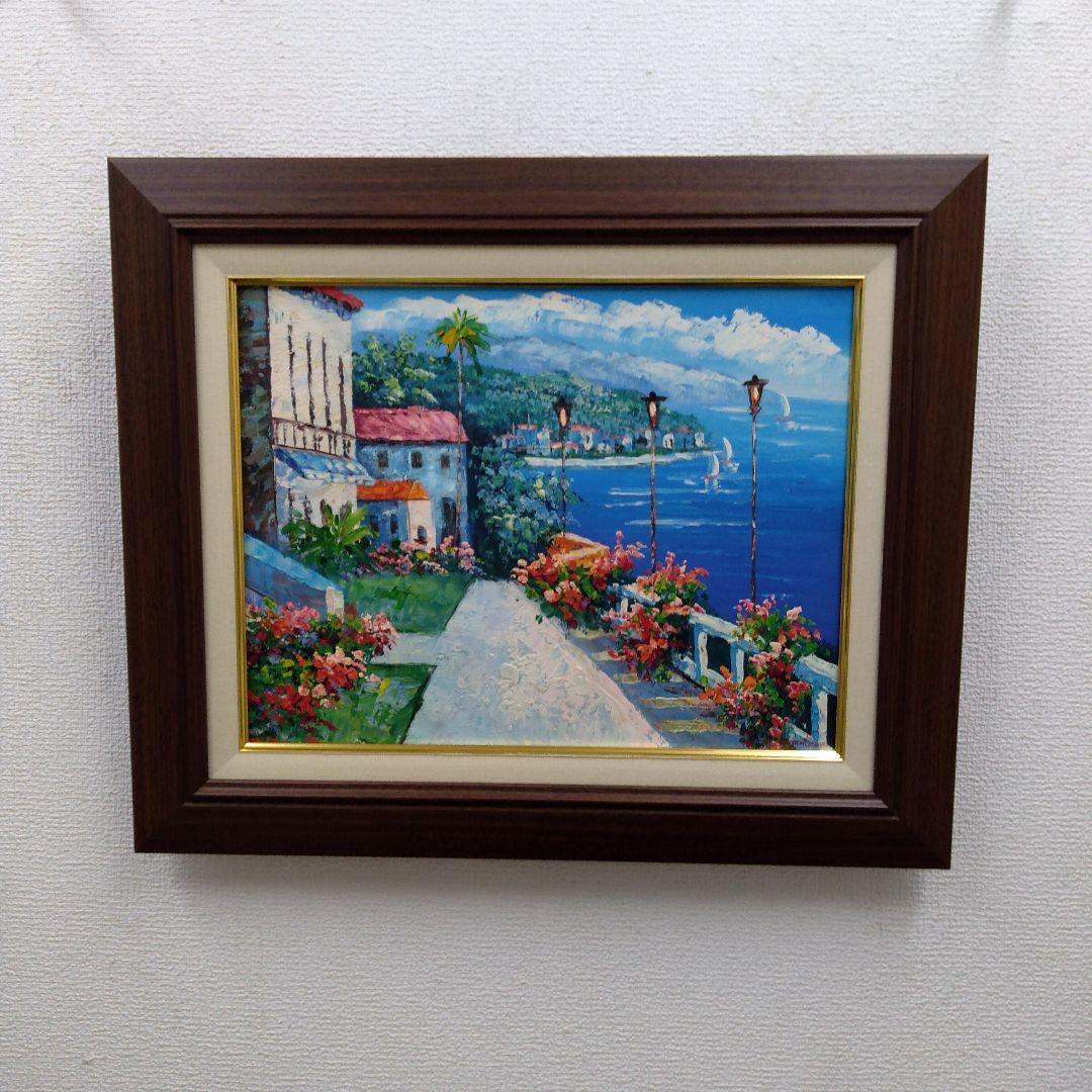 肉質油絵　横　F6 ヨーロッパ風景　額装仕上げ品