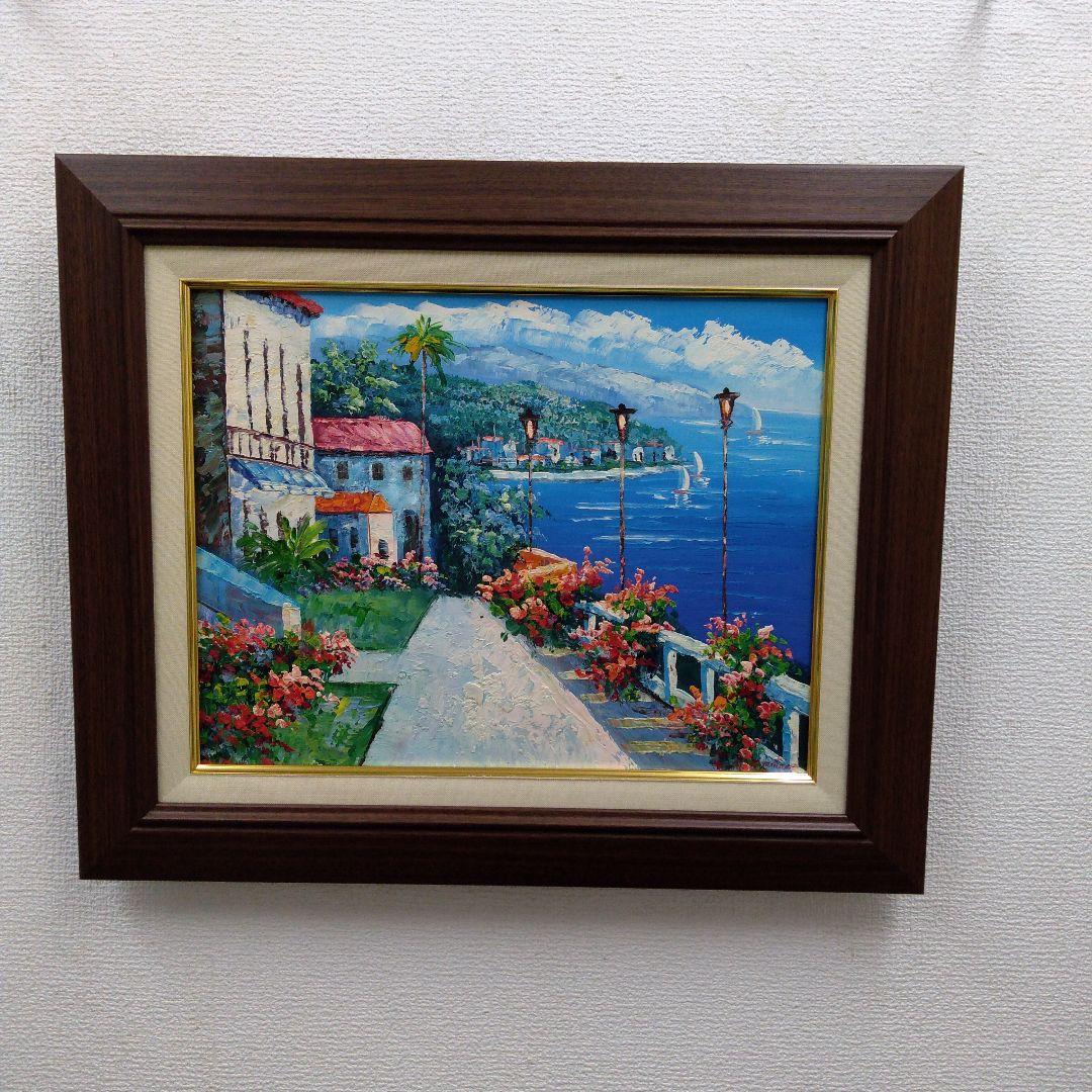 肉質油絵　横　F6 ヨーロッパ風景　額装仕上げ品