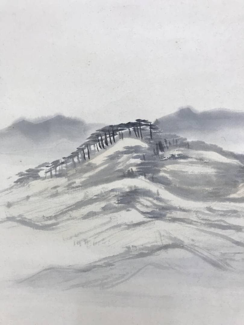 真作/松本姿水/春景田家図/梅花山水/早春図/山水図/掛軸/名家伝来AH-585