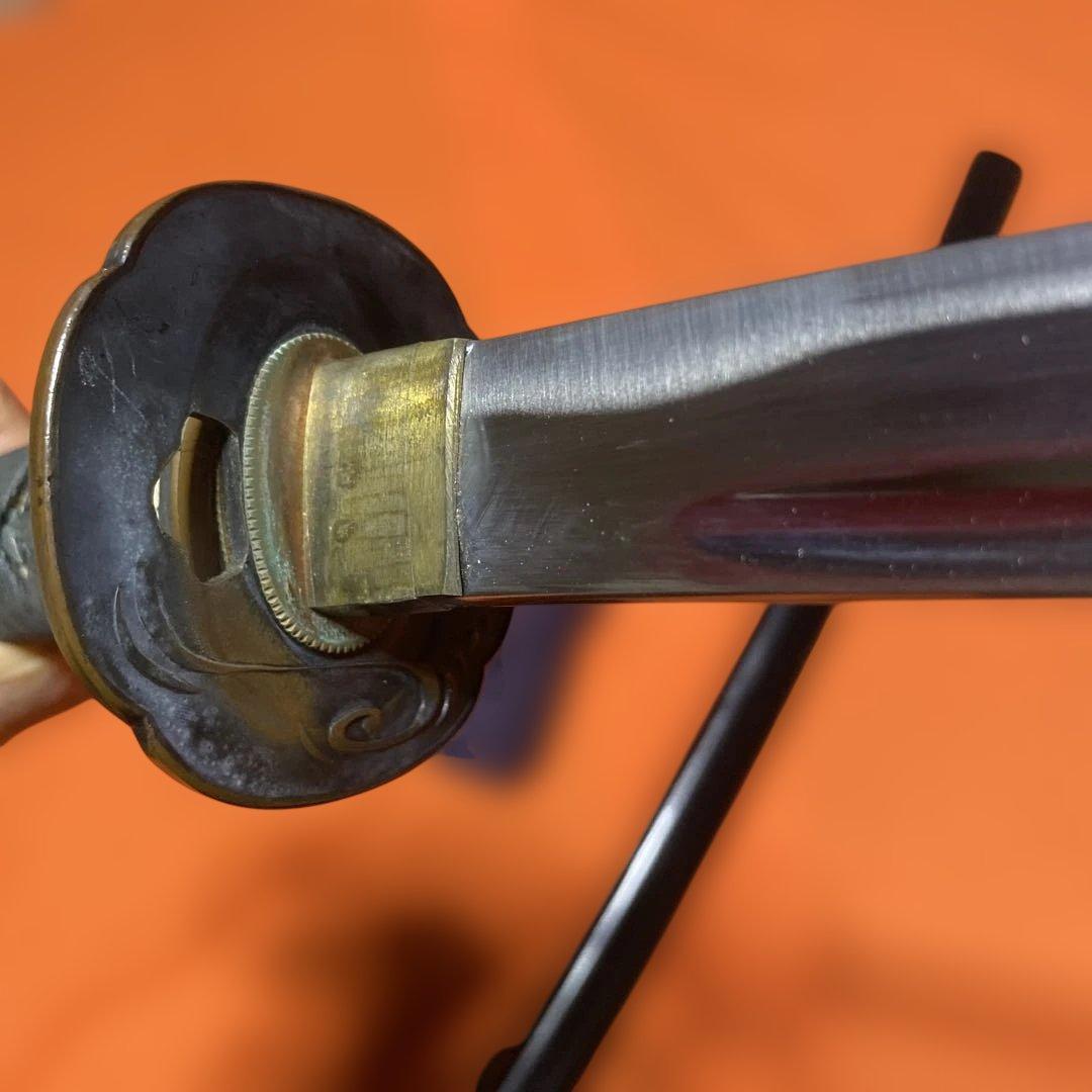 居合刀(刀袋付) 濃緑柄 竹笹木瓜鍔 黒梨地呂鞘