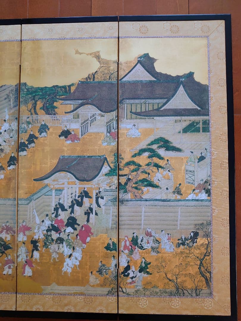 明正天皇　御即位行幸図六曲屏風　狩野探幽　複製画（デジタル工芸印刷）