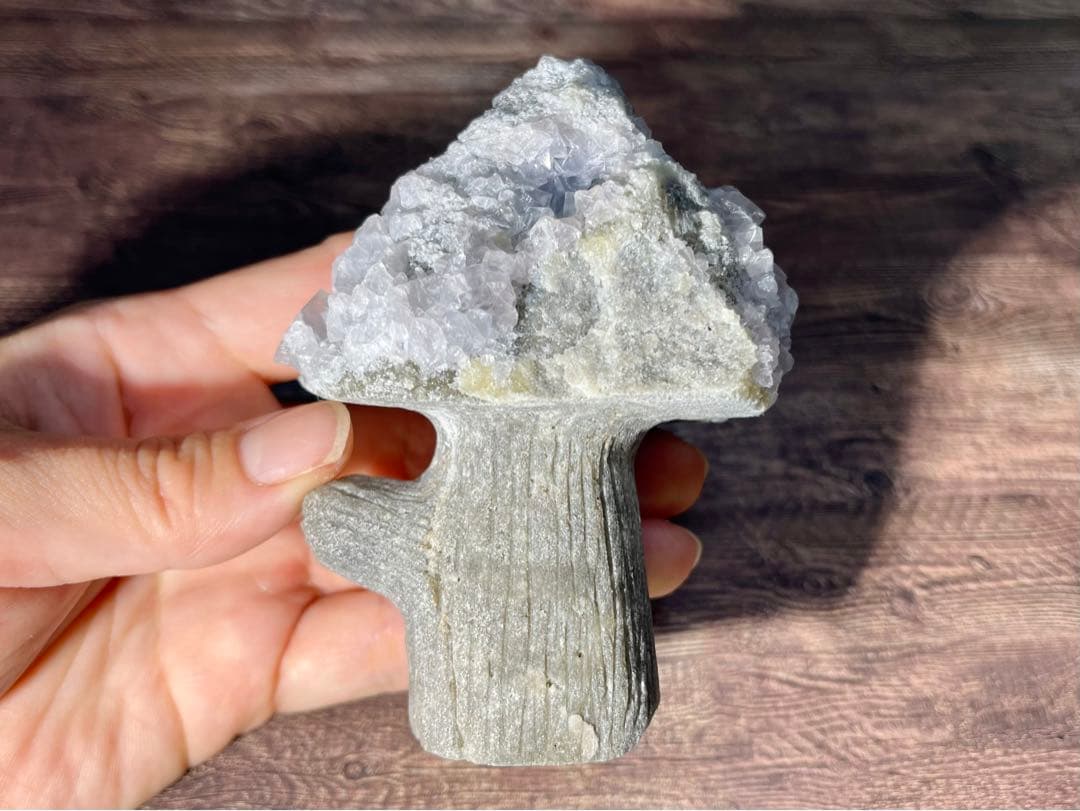 産地不明 フローライト ツリーハウス きのこ 家 置彫り物 天然石