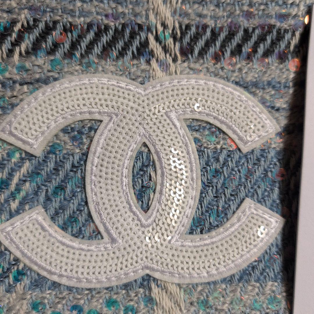 CHANELシャネル ココマークツイードスパンコール トートバッグ ブルー