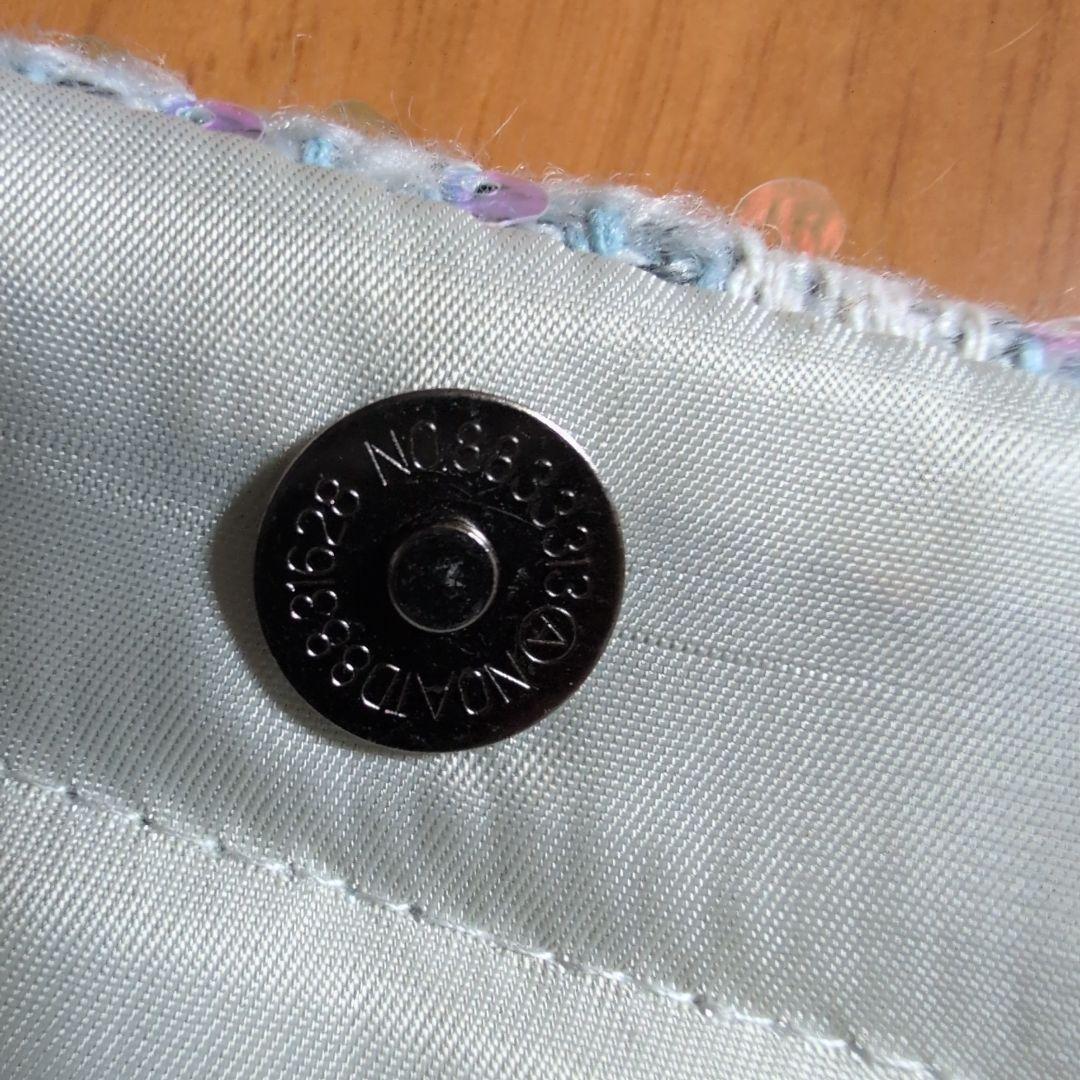 CHANELシャネル ココマークツイードスパンコール トートバッグ ブルー